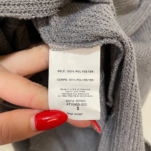 NWT ASTR The Label Small Waffle Knit Gray Turtle Neck High Low Hem Tank - Picture 9 of 10